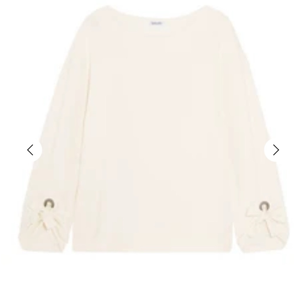 Splendid Cream Madison Avenue bow-detailed cotton-jersey Sweatshirt